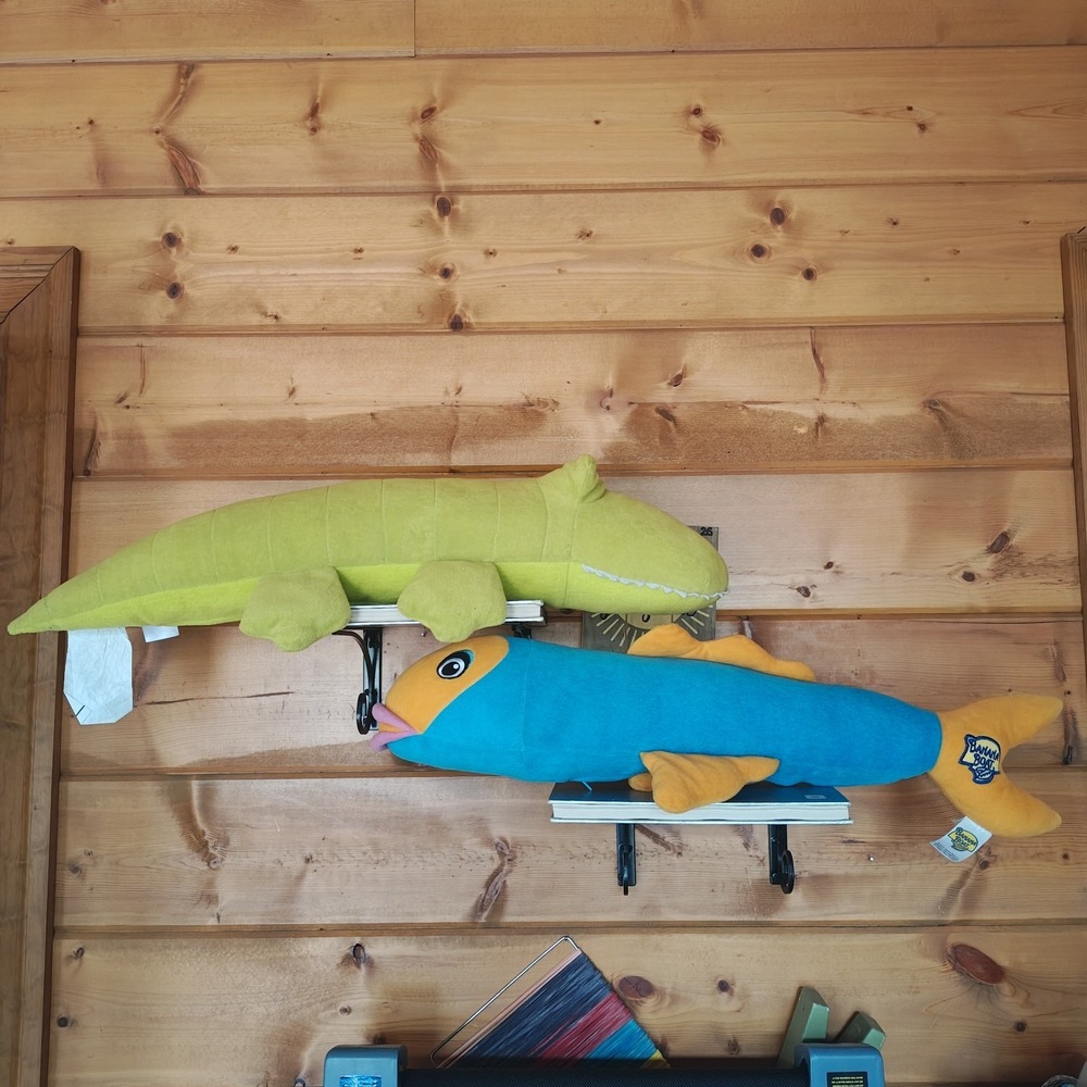 Banana Boat Plush Green Alligator & Fish Stuffed‎ Animal Pillow 28" Sunscreen